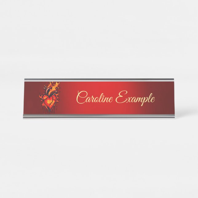 Placa De Mesa Coração inflamável (Frente)