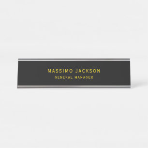 Placa De Mesa Cores Ouro Preto Profissional Minimalista Tendênci