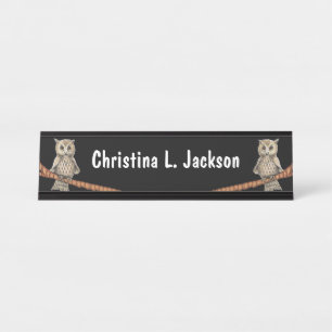 Placa De Mesa Corujas Bonito em Colchetes Azuis