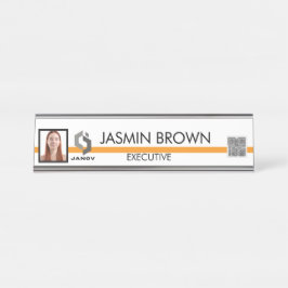 Placa De Mesa Crachá de Nome & Código QR Personalizado para Func