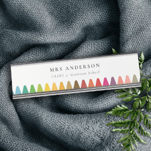 Placa De Mesa Crianças Modernas Professoras Coloridas Colores do