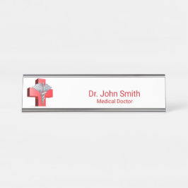 Placa De Mesa Cruz Médica Silver 3D