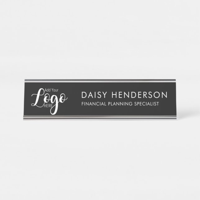 Placa De Mesa Custom Executive Desk Name Plate with Logo – (Frente)