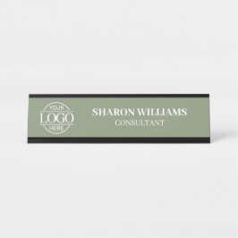Placa De Mesa Custom Logo | Professional Taupe Beige Minimalist