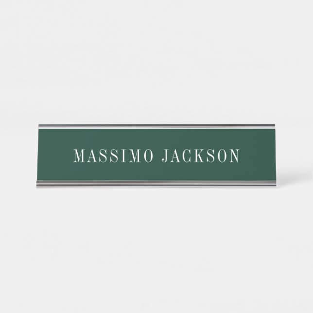 Placa De Mesa Dark Green Minimalist Plain Modern  (Frente)