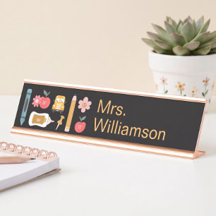 Placa De Mesa De Volta à Escola Suprimentos Escolares Personaliz