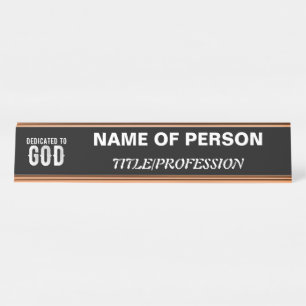 PLACA DE MESA DEDICADO A DEUS TEXTO BRANCO PERSONALIZÁVEL LEGAL