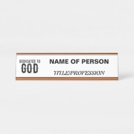 PLACA DE MESA DEDICADO A DEUS TEXTO NEGRO LEGAL PERSONALIZÁVEL