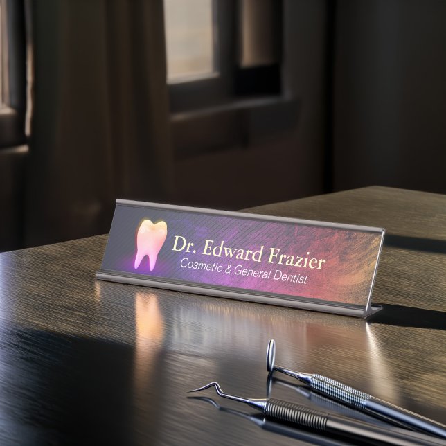 Placa De Mesa Dentista profissional Dentista Dentista Dente Rosa (Criador carregado)