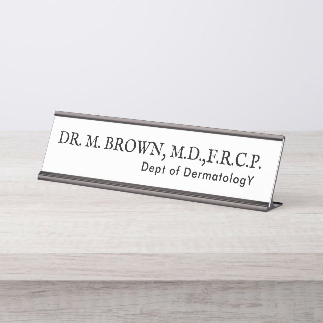 Placa De Mesa Dermatologia Simples Preta e Branca Endereço Médic (Frente)