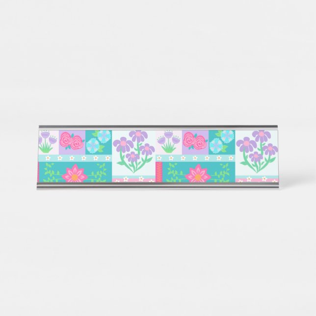 Placa De Mesa Desenho de Flores Vibrantes em Flor (Frente)