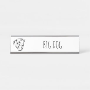 Placa De Mesa desenho pitbull simples amantes de cães preto bran