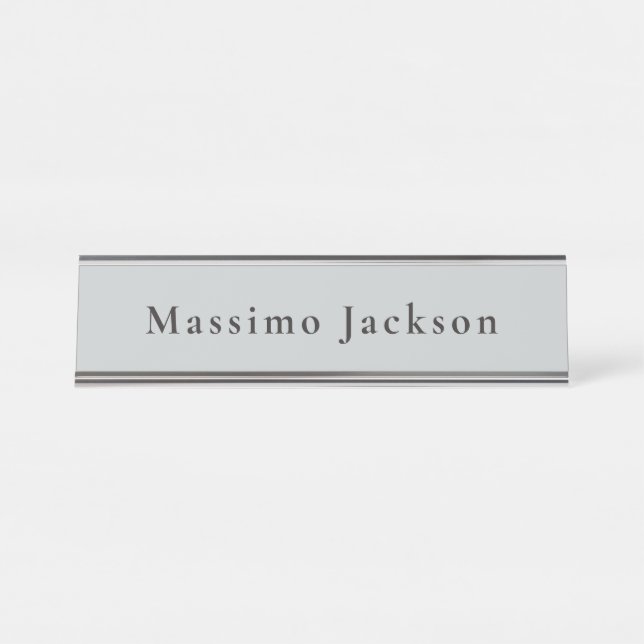 Placa De Mesa Design Moderno Cinza Tendência Único Pessoal (Frente)
