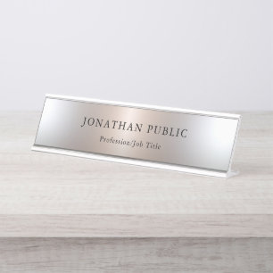 Placa De Mesa Design simples com aparência prateada personaliza