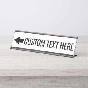Placa De Mesa Direção da Seta com Texto Personalizado - apontand