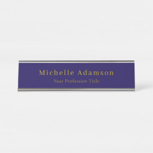 Placa De Mesa Dourado e escuro Cor Azul Simples Moderno