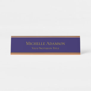 Placa De Mesa Dourado e escuro Cor Azul Simples Moderno