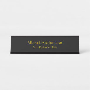 Placa De Mesa Dourado e preto - simples profissional moderno