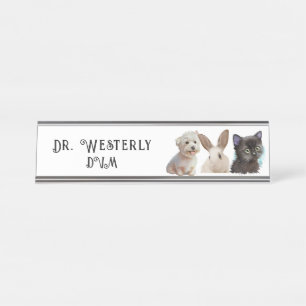 Placa De Mesa DVM Veterinarian DVM Dog Cat Bunny Desk Name Placa