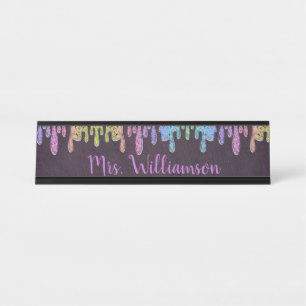 Placa De Mesa Educador de Professores Brilho Glitter Faísca
