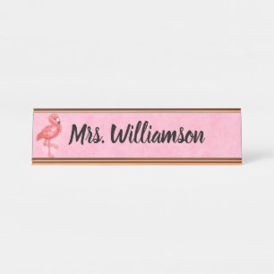Placa De Mesa Educador de Professores Flamingo Rosa Profissional