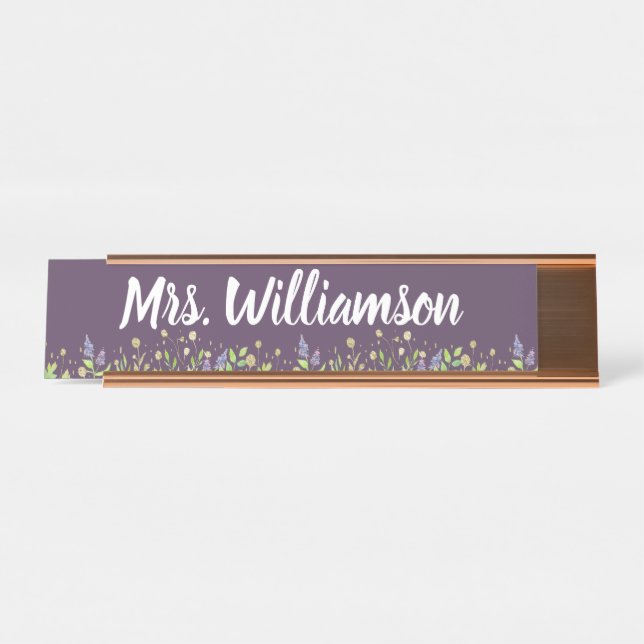 Placa De Mesa Educador Profissional Floral (Frente)
