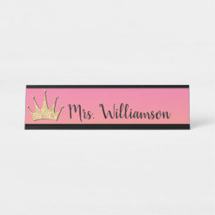 Placa De Mesa Educadora Rainha Sala de Aula Coroa Brilho