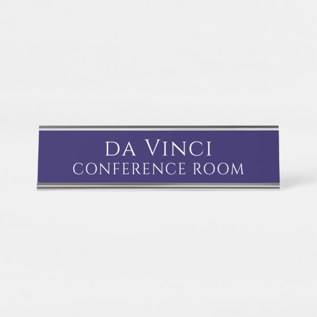 Placa De Mesa Elegant Blue Conference Room Name Plate (Frente)