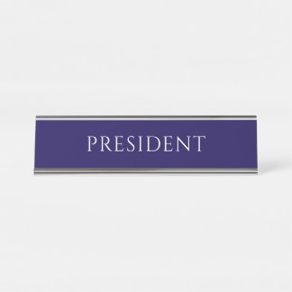 Placa De Mesa Elegant Blue President Name Plate