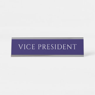 Placa De Mesa Elegant Blue Vice President Name Plate