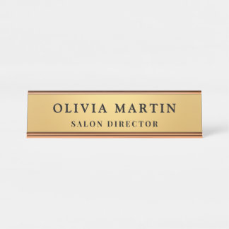 Placa De Mesa Elegant Gold and Rose Gold Salon Director