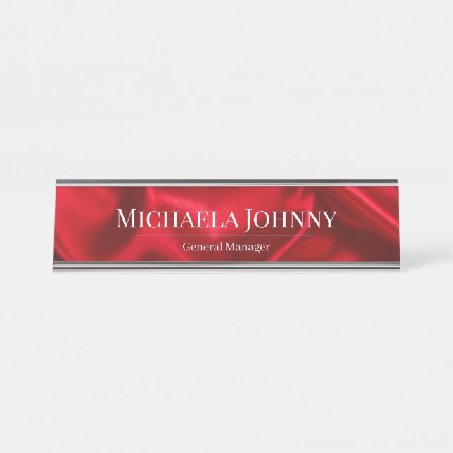 Placa De Mesa Elegant Red Satin Finish Custom Wedding Planner  (Frente)