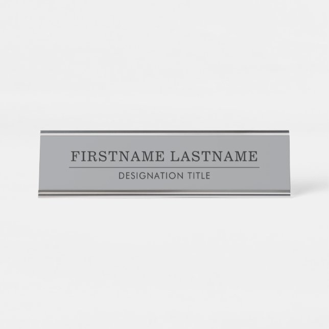Placa De Mesa Elegante Azul e Branco com Título de Nome Linha Si (Frente)