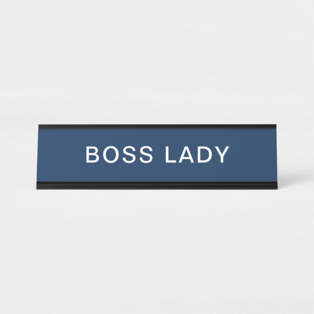 Placa De Mesa Elegante Boss Lady em Marinho Azul (Frente)
