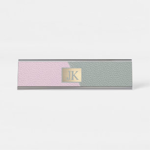 Placa De Mesa Elegante couro rosa verde Monogram