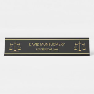 Placa De Mesa Elegante Douradas Escalas do Advogado da Justiça 