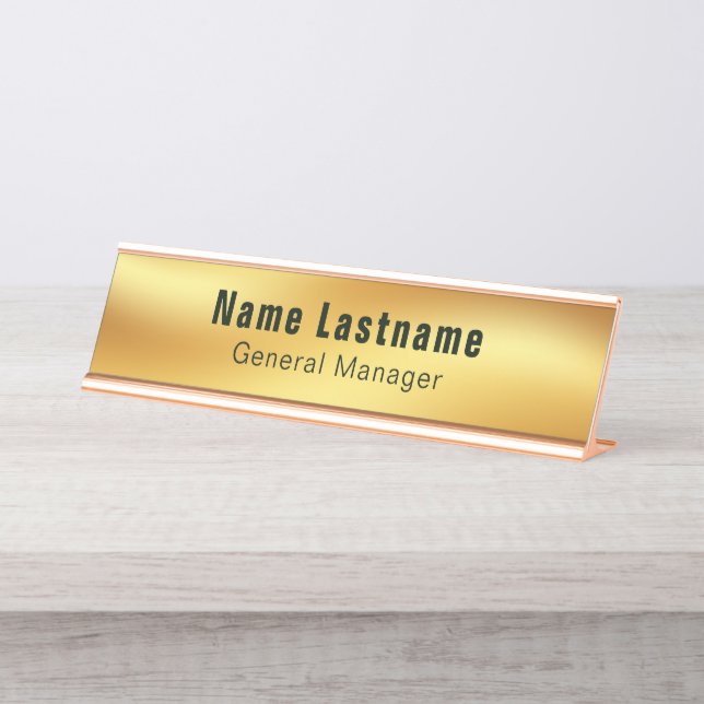Placa De Mesa Elegante Moderno Dourado (Frente)