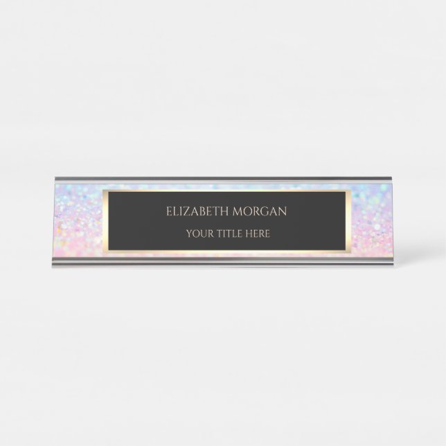 Placa De Mesa Elegante Moldura Ombre Bokeh (Frente)