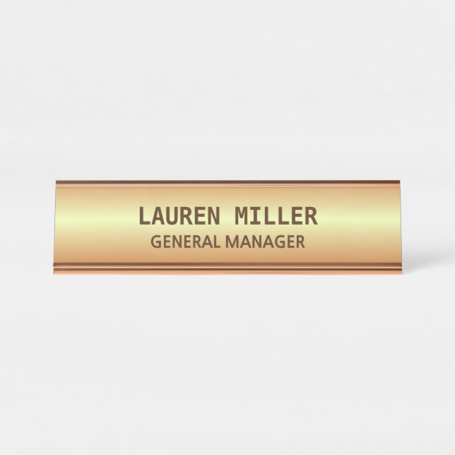 Placa De Mesa Elegante personalizável dourado (Frente)