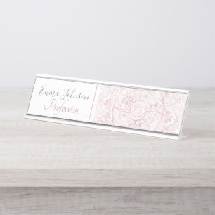 Placa De Mesa Elegante White Rose Dourada Olho Sol Lua Mandala