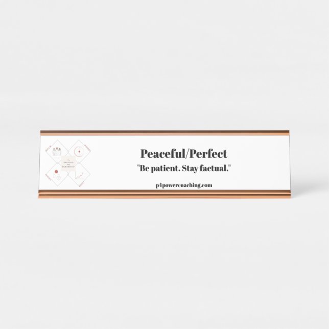 Placa de Mesa em Dourado Rosa Pacífico/Perfeito (Frente)