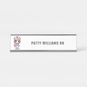 Placa De Mesa Enfermeira de manga bonita com cabelo loiro person