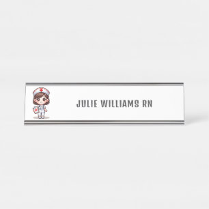 Placa De Mesa Enfermeiro de Mananga Brunette Personalizado