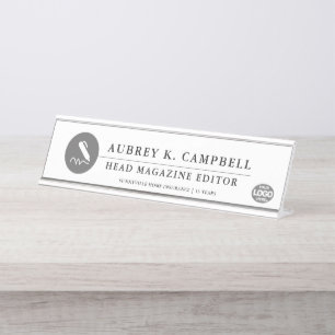 Placa De Mesa Escritor + Agentes Notariais Minimal