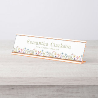 Placa De Mesa Escritório de Flor Silvestre Colorida e Caprichosa