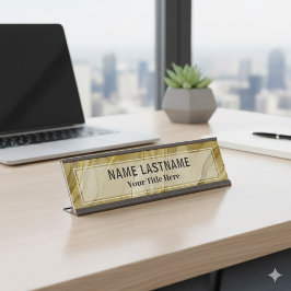 Placa De Mesa Escritório Personalizado em Ouro Escovado | Modern