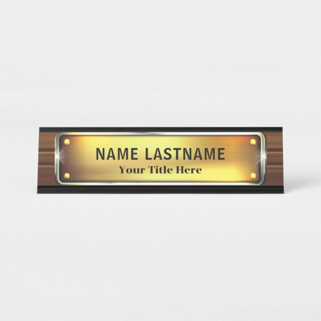 Placa De Mesa Escritório Preto e Dourado Moderno Profissional (Frente)