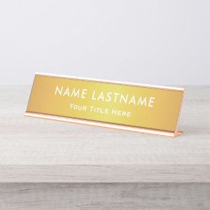 Placa De Mesa Escritório Preto e Dourado Moderno Profissional