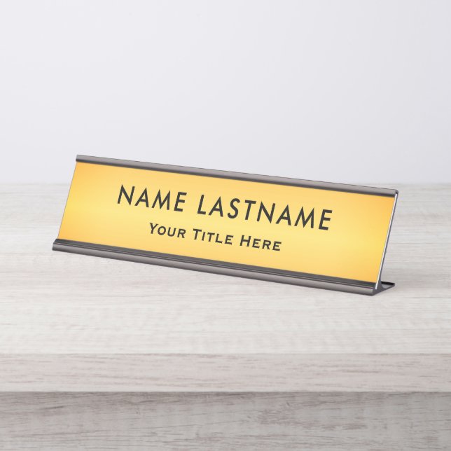 Placa De Mesa Escritório Preto e Dourado Moderno Profissional (Frente)
