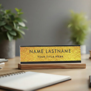 Placa De Mesa Escritório Preto e Dourado Moderno Profissional